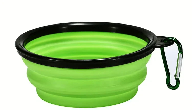 Portable Silicone Pet Bowl with Carabiner Clip, Collapsible, 350 ml