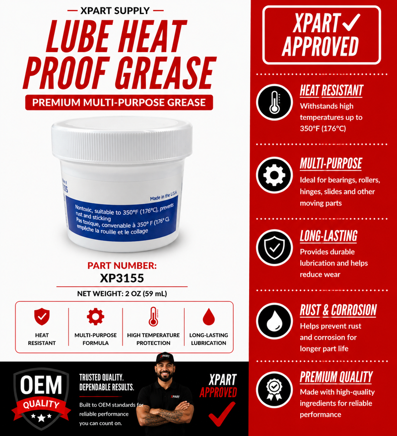 XPart Heat Proof Grease 3155 — Stops Squeaking Hinges, Seized Bearings & Heat-Damaged Components