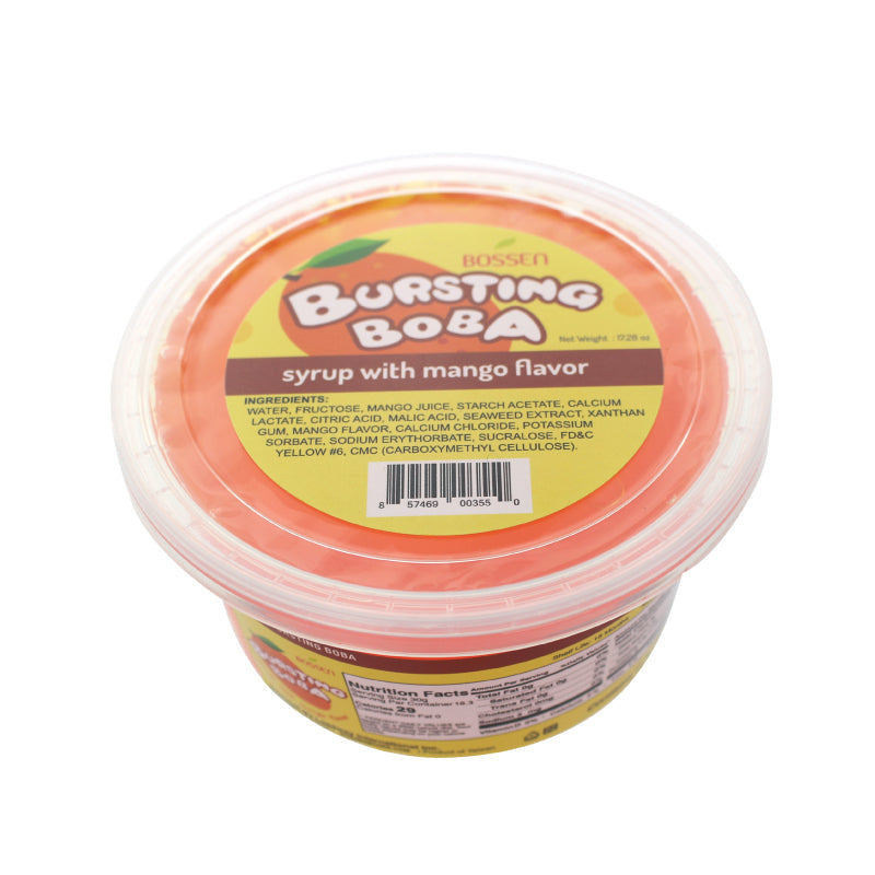 Mango Bursting Boba® | Popping Boba | 490g Mini Tub | 6 Mini Tubs Per Case | 90 Cases Per Pallet