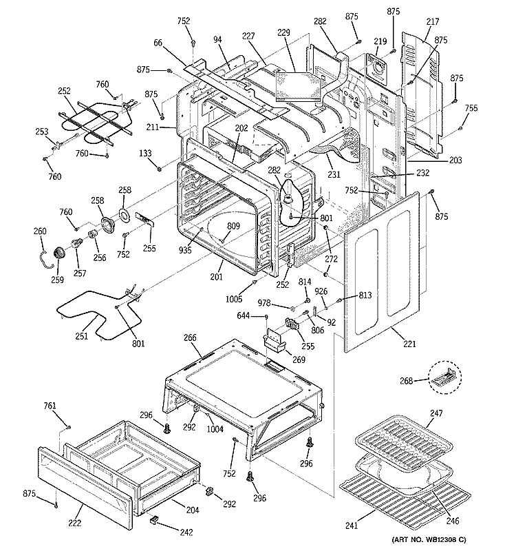 WG02F04465 Range Oven Broil Element 3410W (Upper Broil Element, Broil Heating Element, Top Element)
