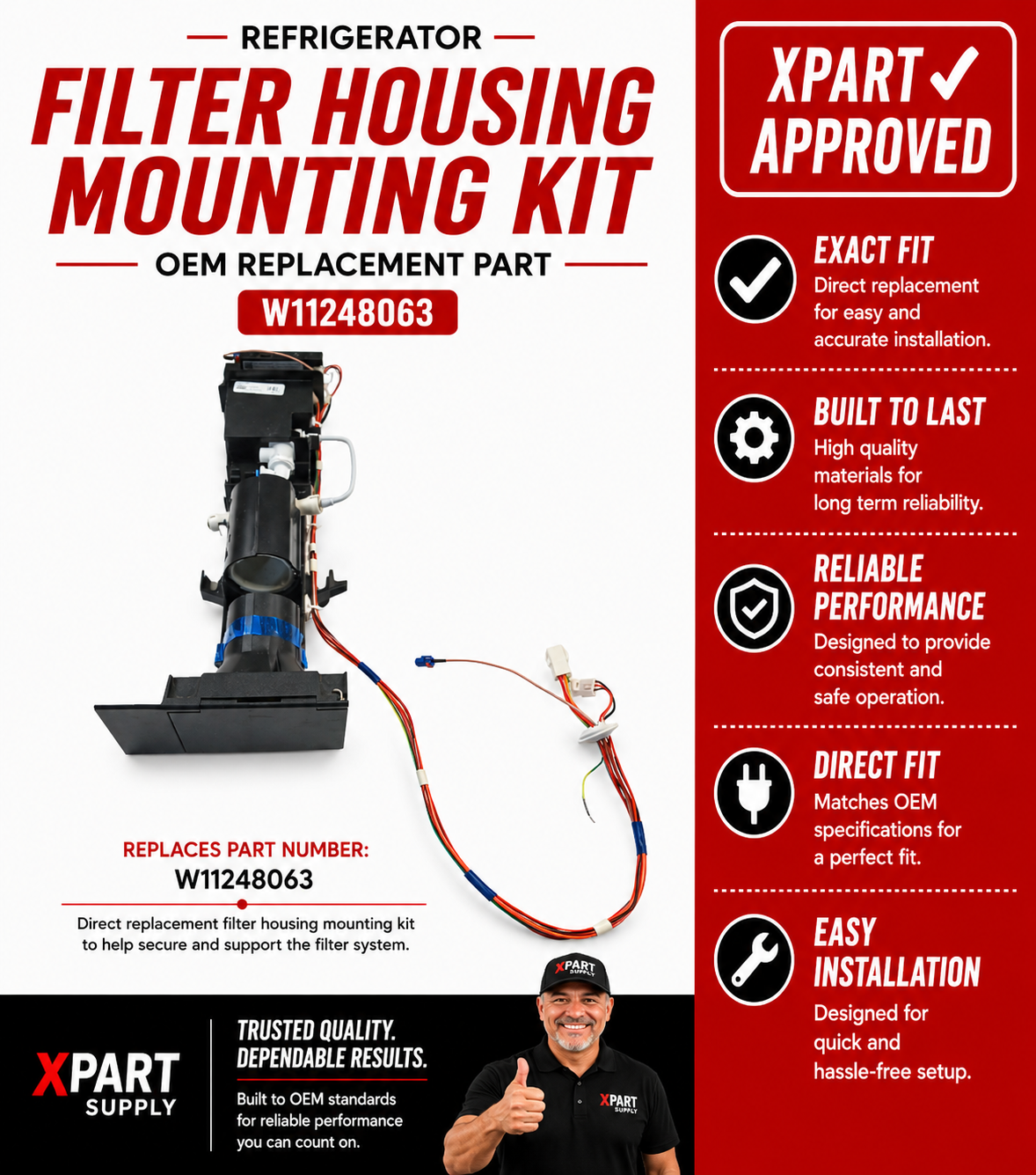 JennAir Filter Housing Mounting Kit W11248063 — Fixes Loose Filter Housing & Water Leaks