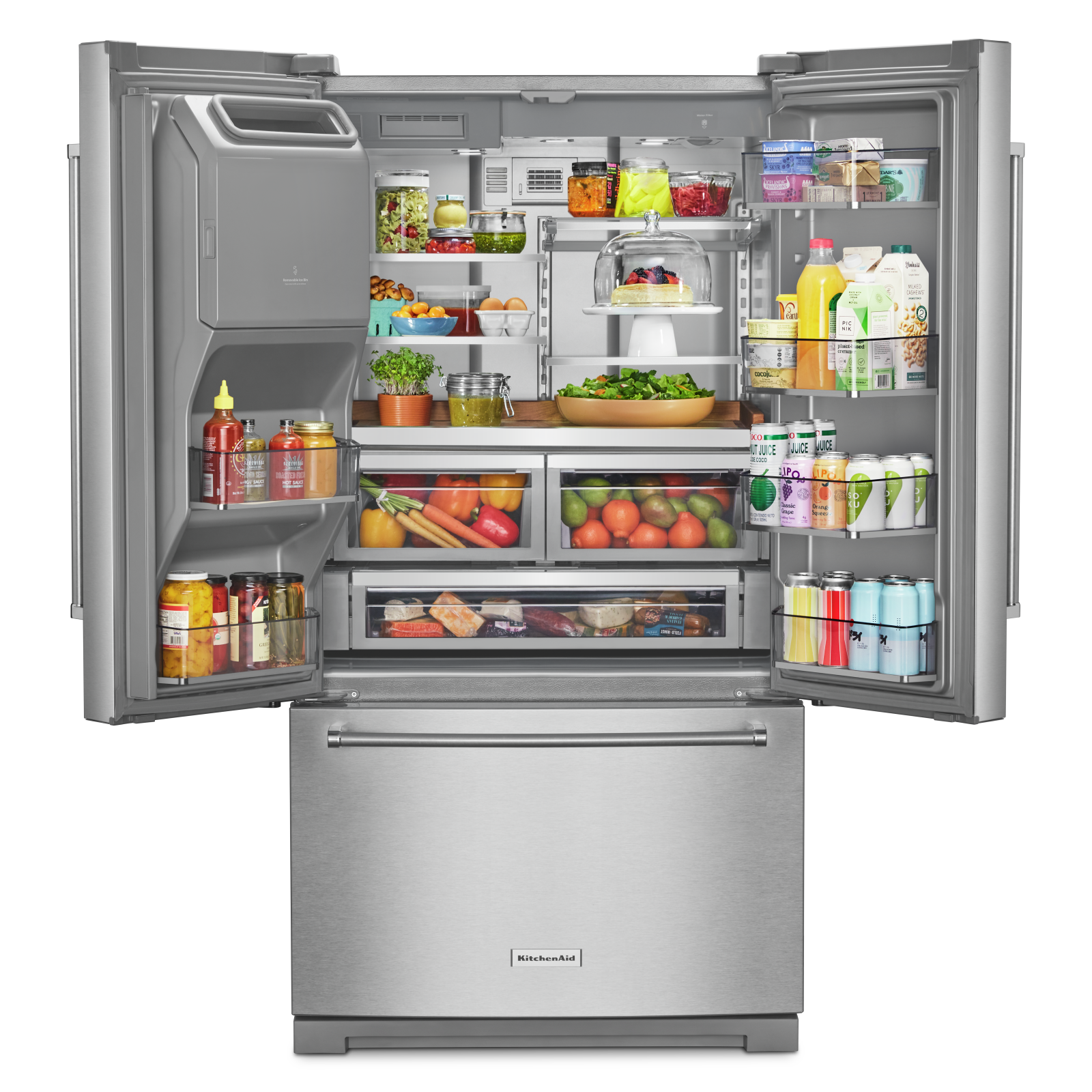 KitchenAid - 35.94 Inch 27 cu. ft French Door Refrigerator in Stainless - KRFF577KPS