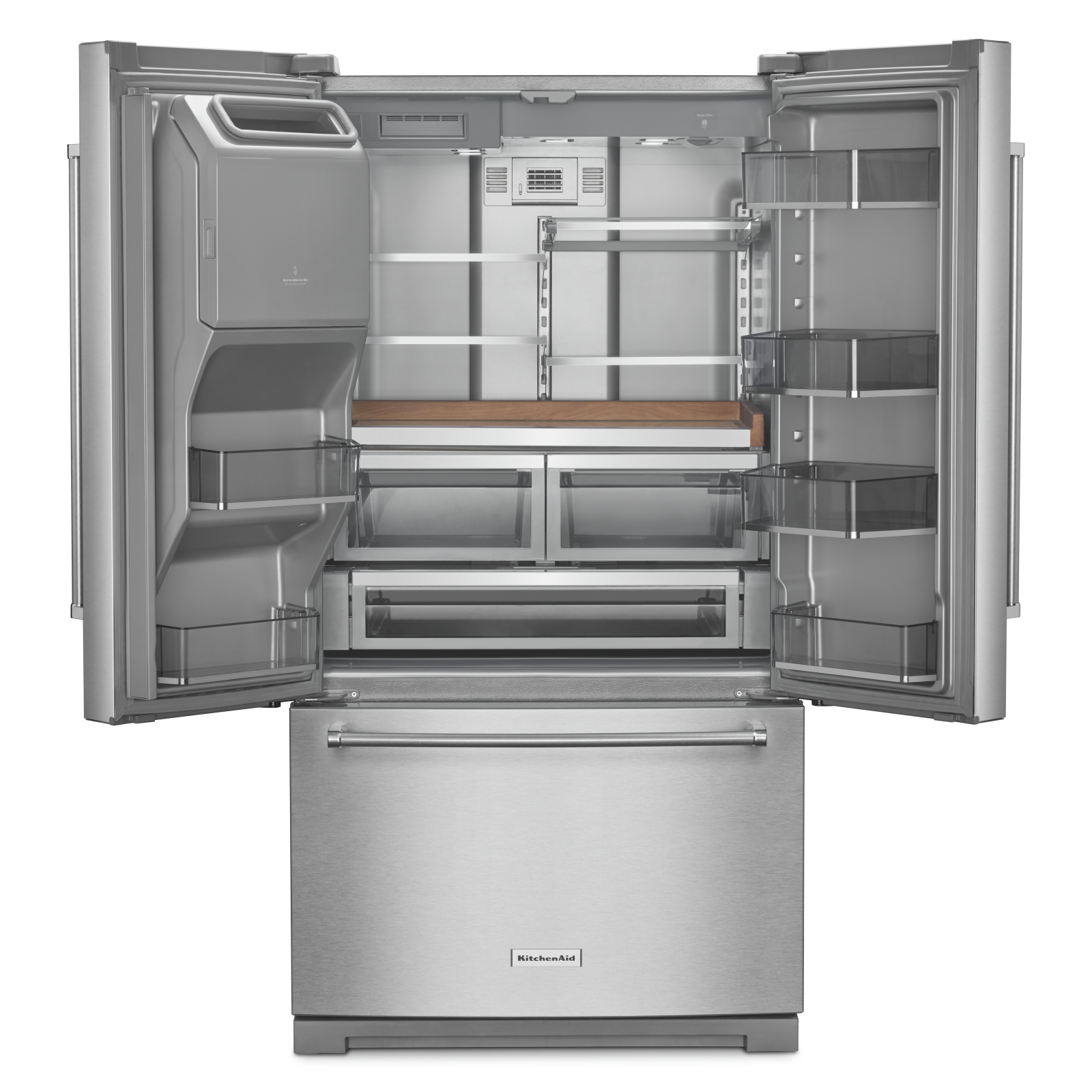 KitchenAid - 35.94 Inch 27 cu. ft French Door Refrigerator in Stainless - KRFF577KPS