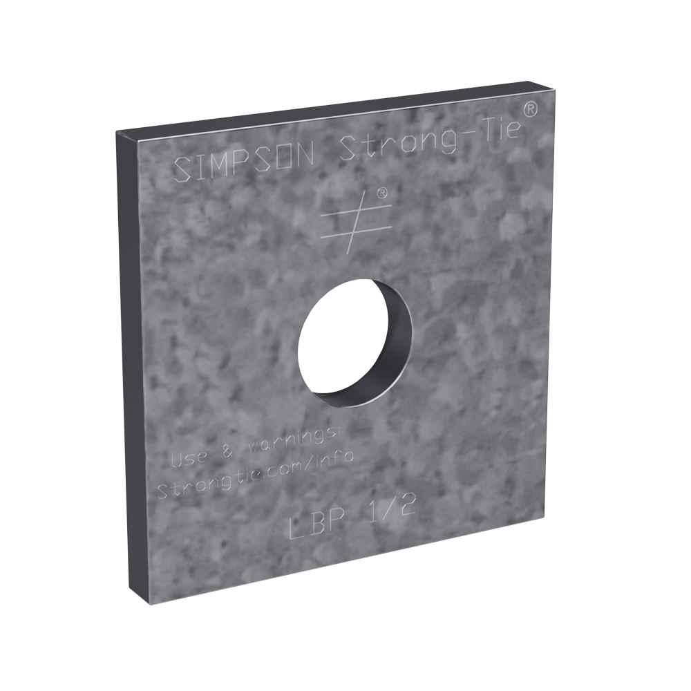 1/2" Hole Flat Bearing Plate 2" x 2" x 9/64" - Uncoated