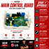 Dryer main control board with Xpart approval details on a white background