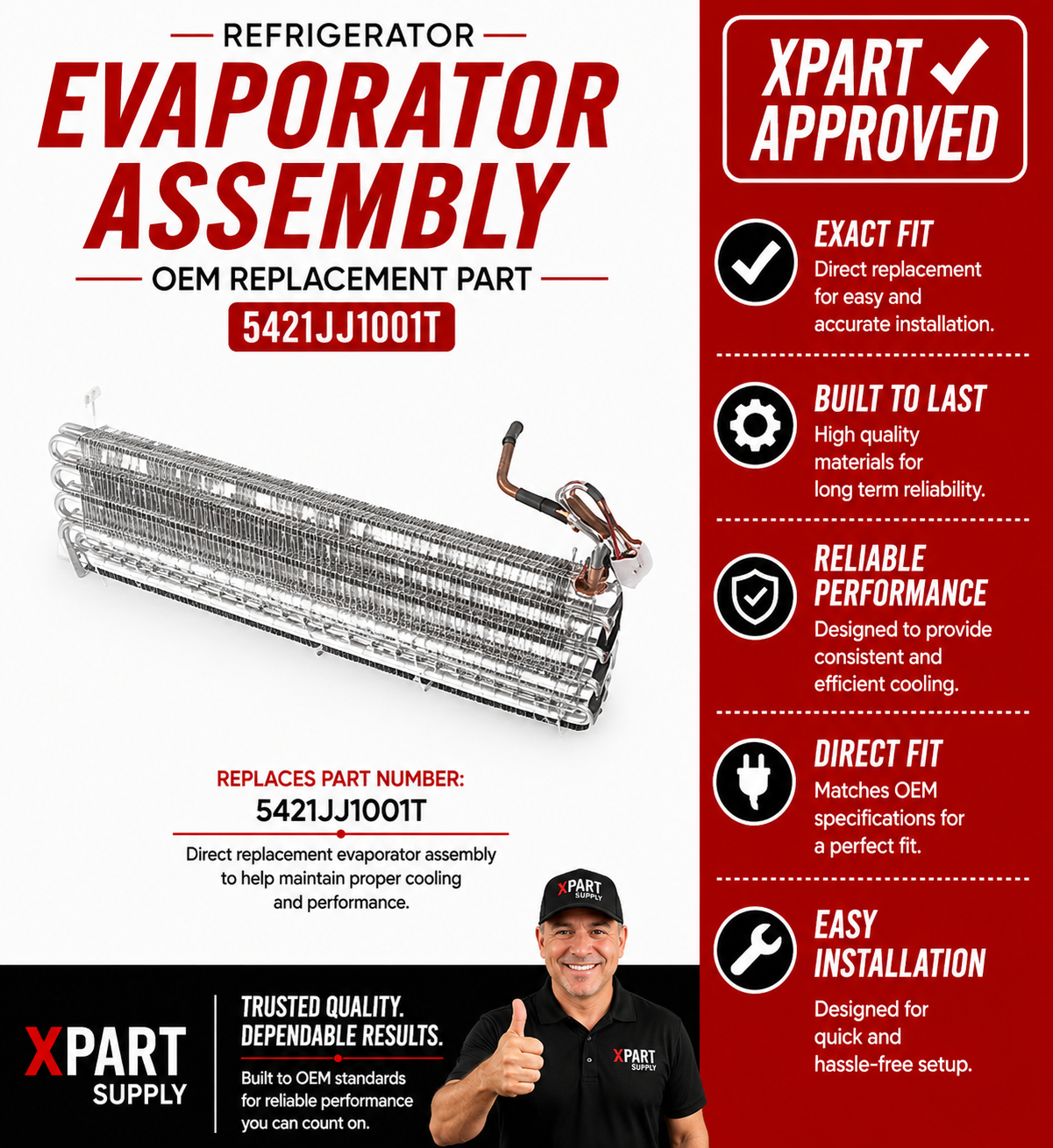 LG Evaporator Assembly 5421JJ1001T — Restores Refrigerator Cooling