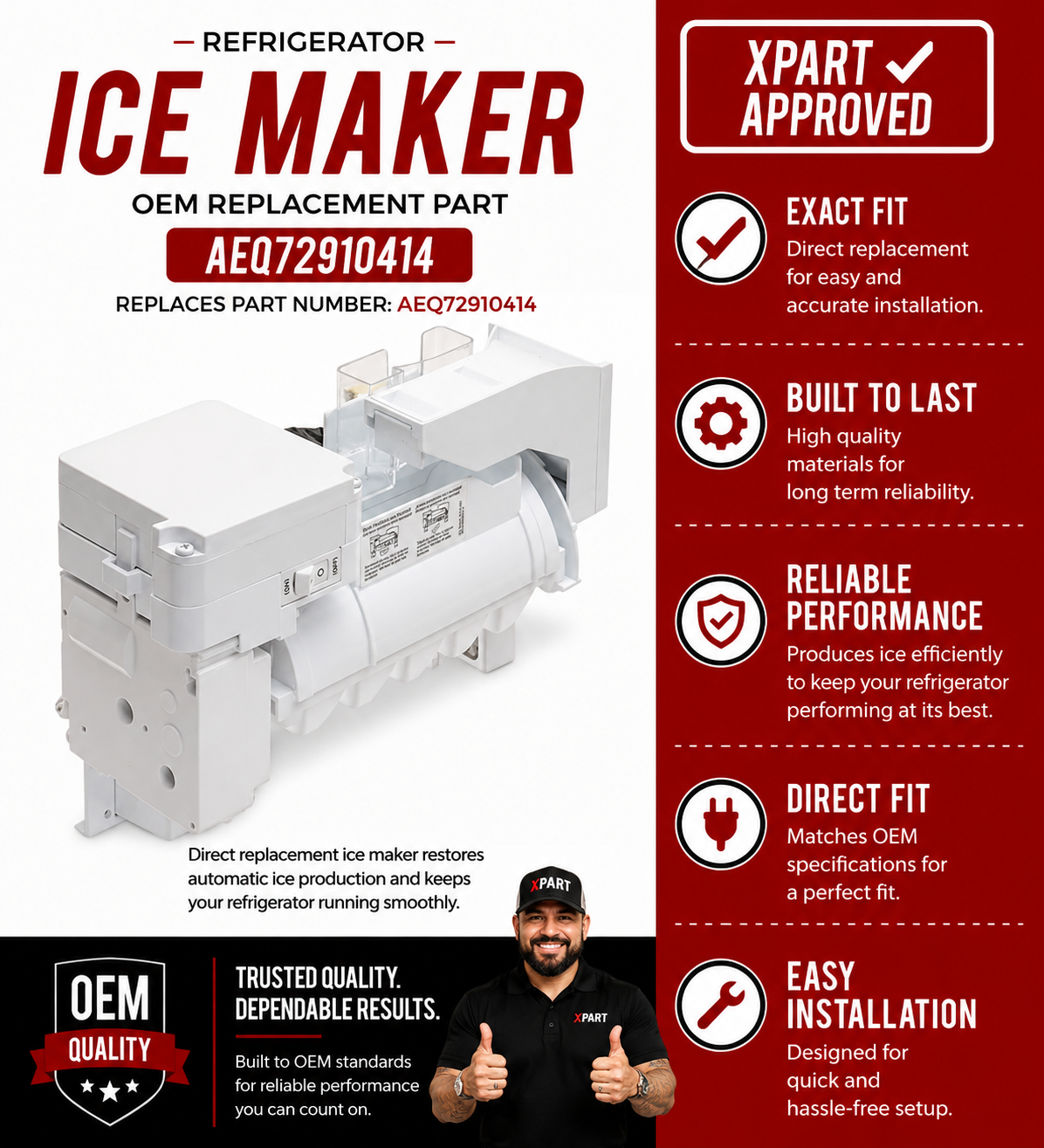 LG Refrigerator Ice Maker Assembly AEQ72910414 — Fix No Ice & Freeze-Over