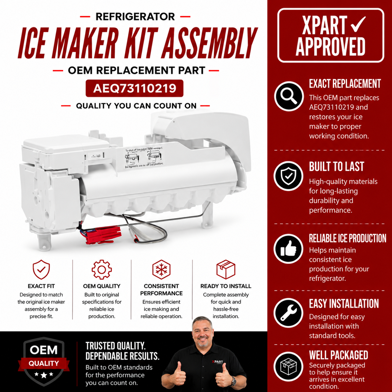 LG Ice Maker Assembly AEQ73110228 — Fix Refrigerator Not Making Ice