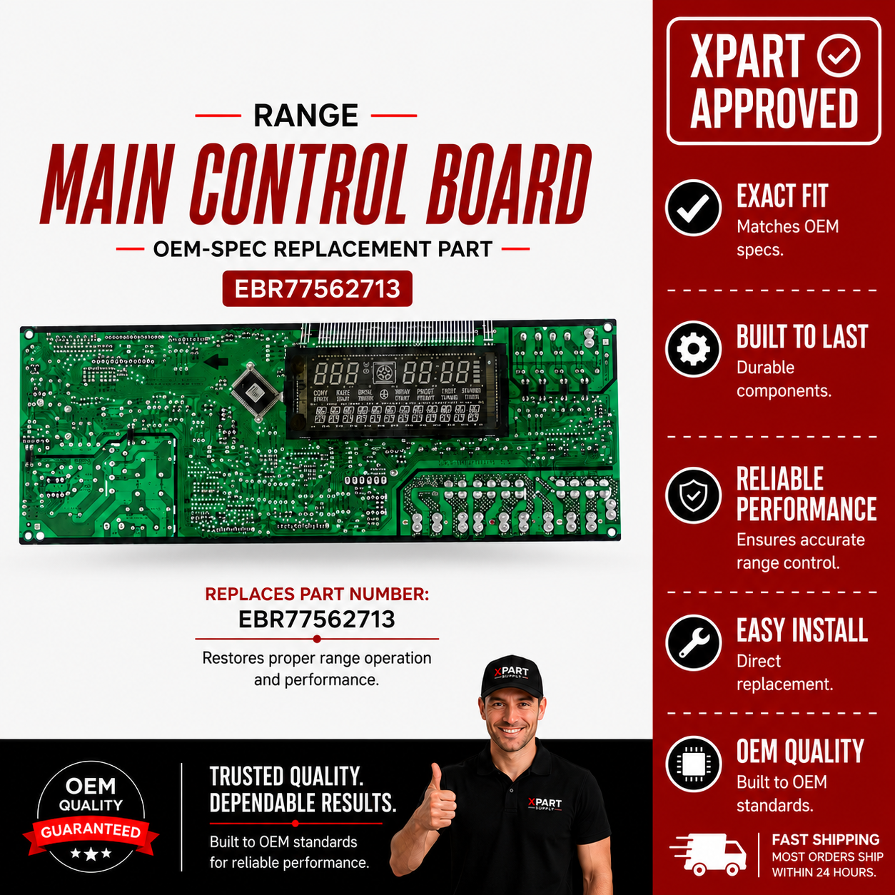 LG Range Main Control Board EBR77562713 — Fix No Power, Error Codes & Dead Controls