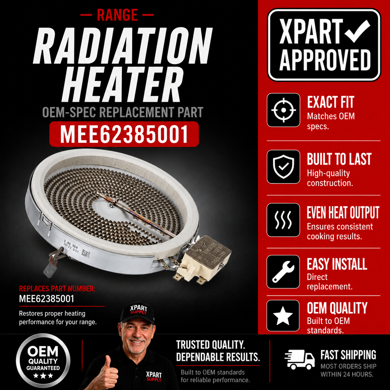 LG Range Radiant Surface Element MEE64286101, Replaces MEE62385001