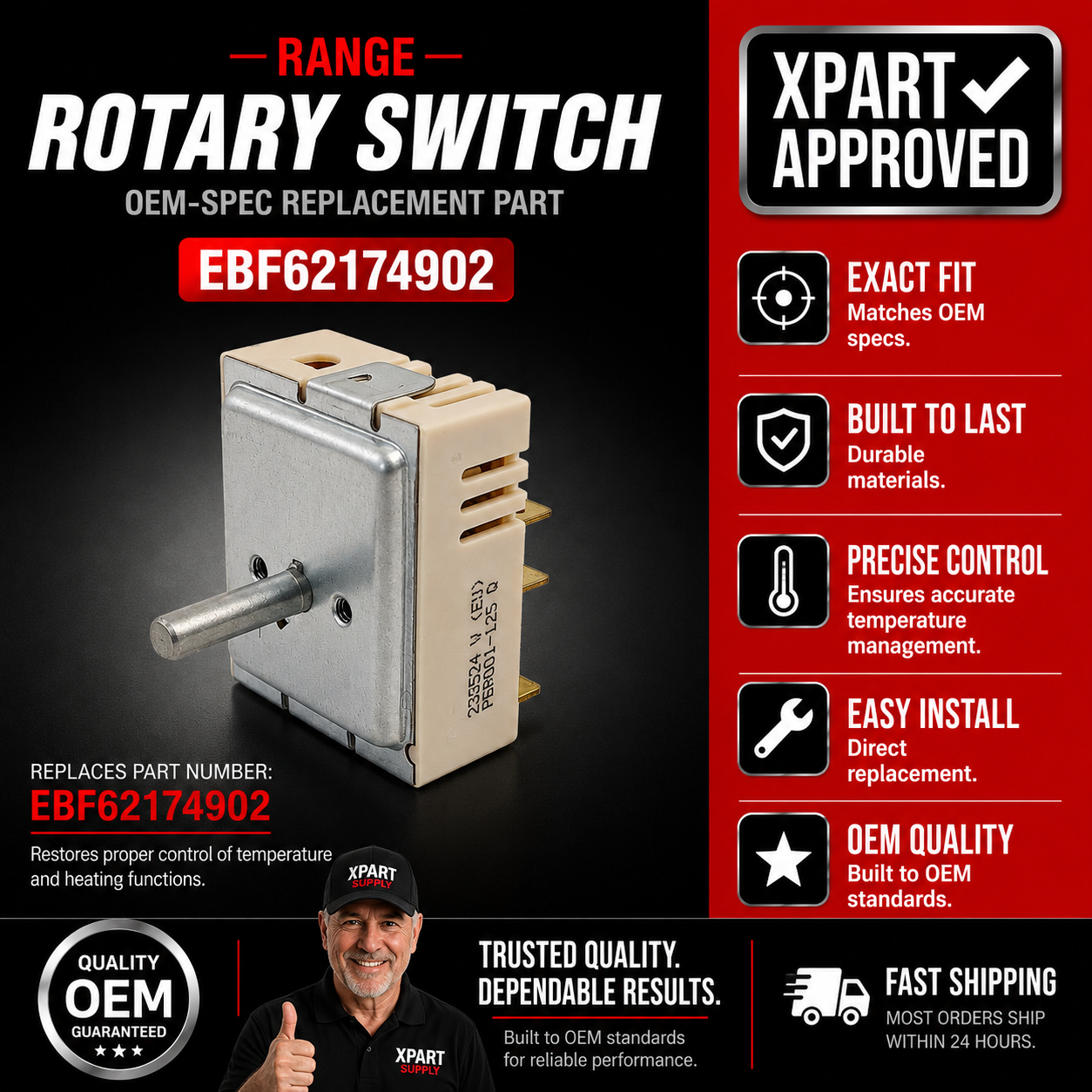 LG Range Rotary Switch EBF62174902 – Superseded by EBF62174907 | XPart Supply