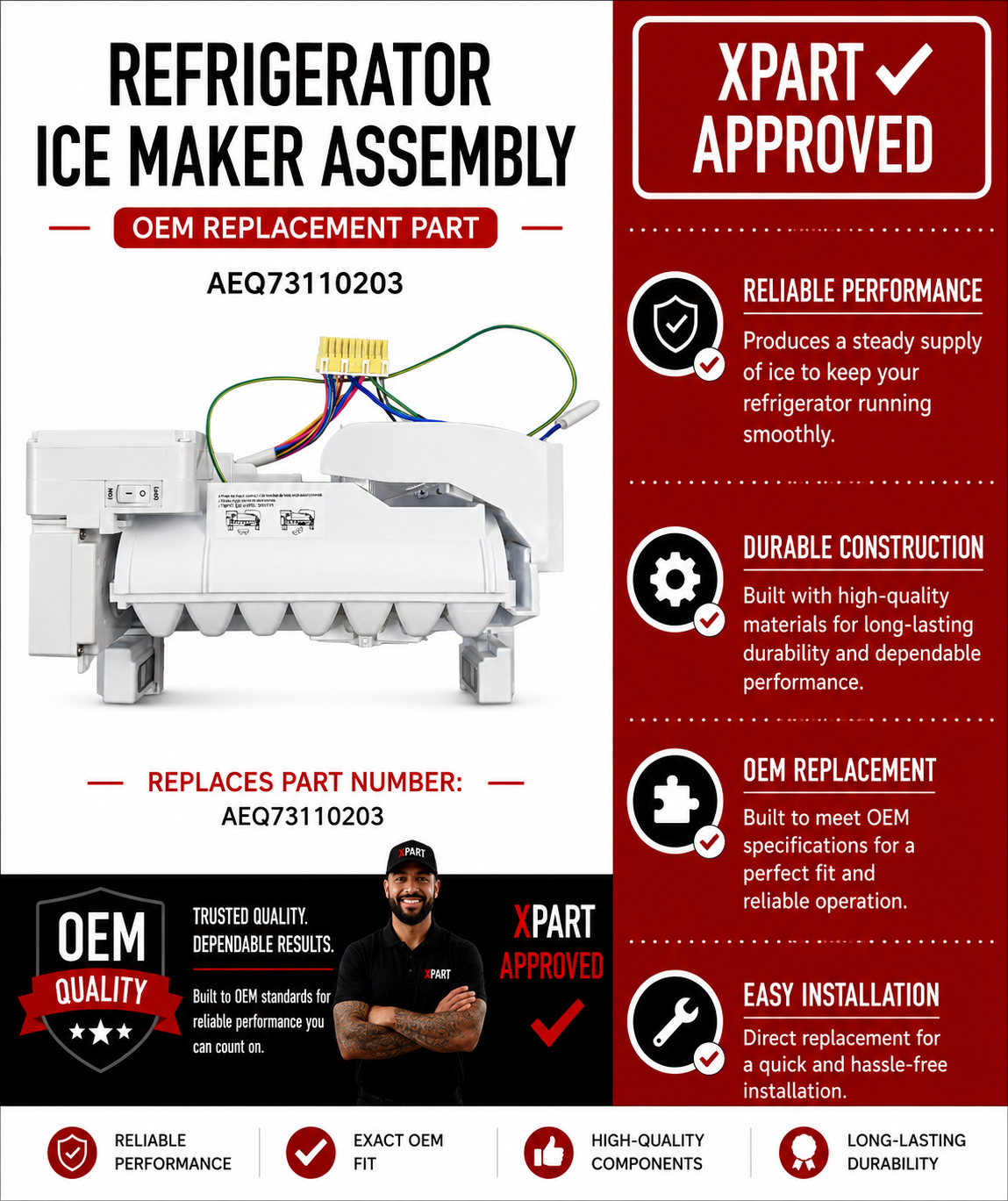 LG Refrigerator Ice Maker Assembly AEQ73110203 – Restore Ice Production & Fix No-Ice Failures