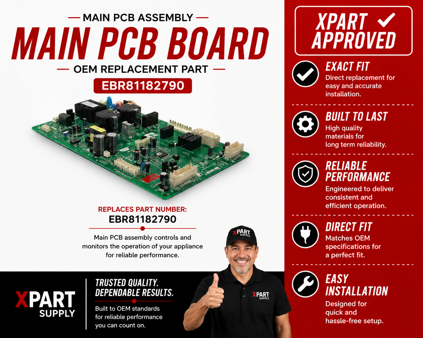 LG Refrigerator Main Control Board EBR81182790 — Restore Full Refrigerator Operation