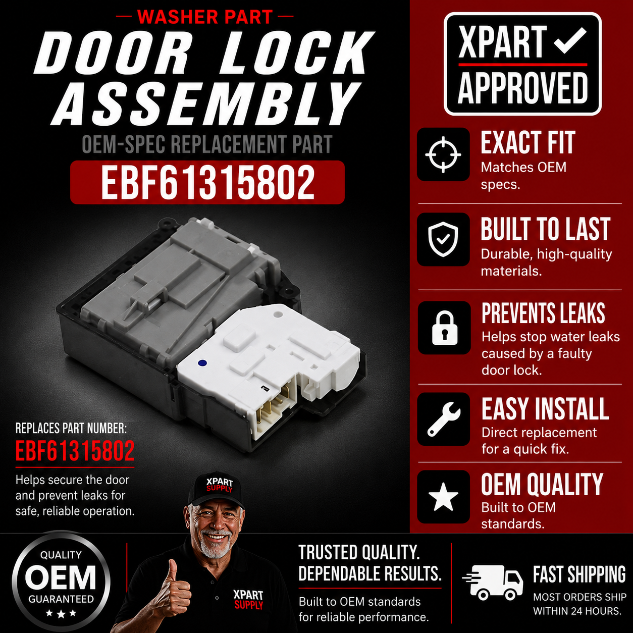 LG Washer Door Lock EBF61315802 — Fixes Door Won't Lock / Restores Cycle Start