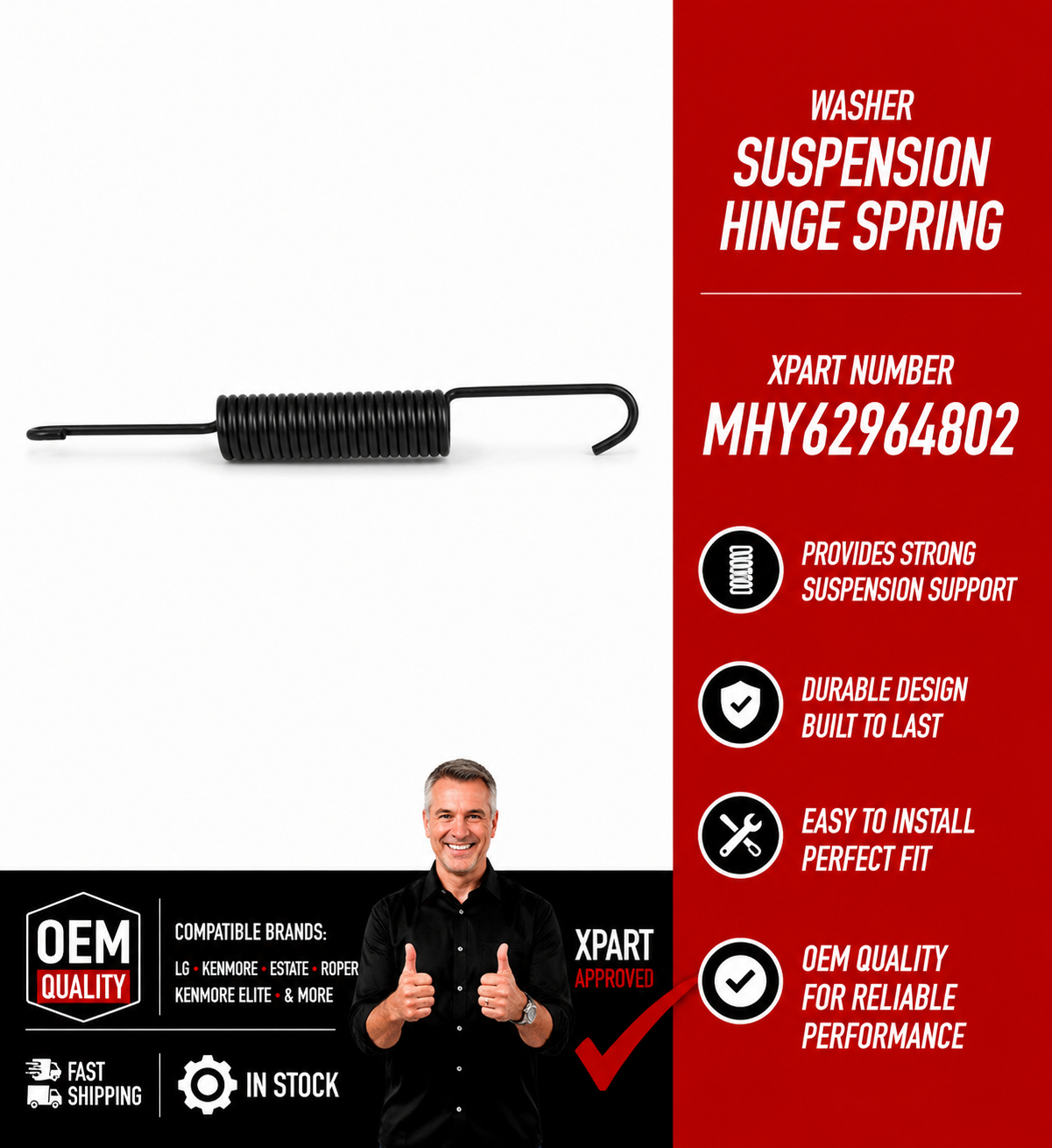 LG Washer Suspension Hinge Spring – Genuine OEM MHY62964802