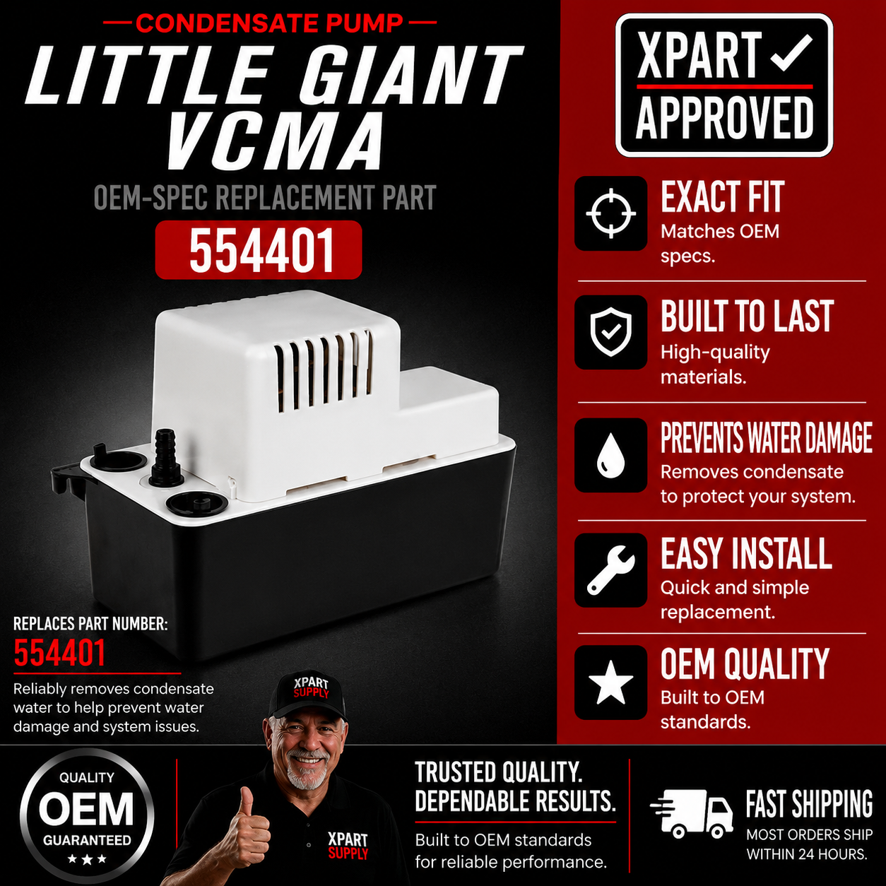 Little Giant Condensate Pump 554401 — Fixes Condensate Backup / Restores Automatic Drainage
