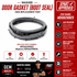 Washer door gasket with features and specifications on a white background