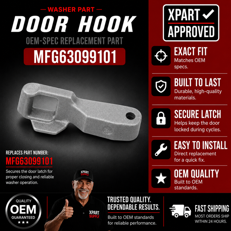 LG Washer Door Hook MFG63099101 — Fixes Door Won't Latch / Restores Door Lock Engagement