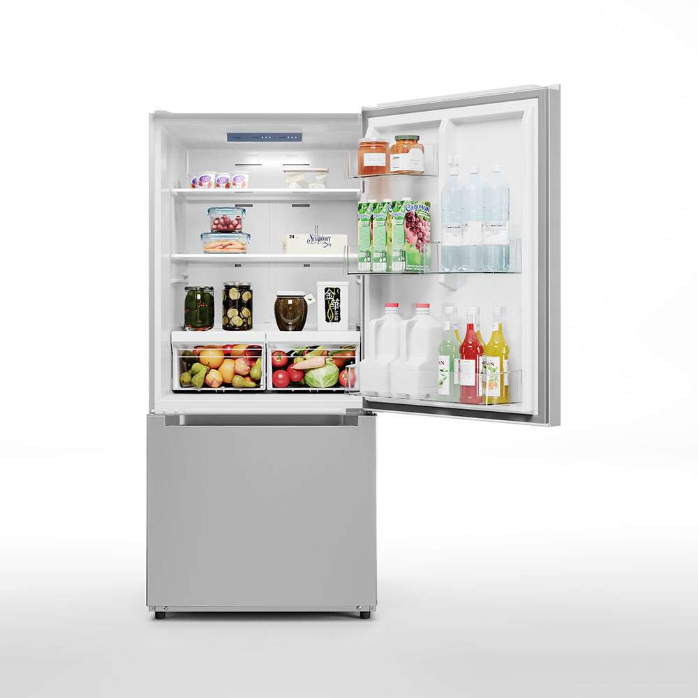 Midea - 29.5 Inch 18.7 cu. ft Bottom Mount Refrigerator in Stainless - MRB19B7AST