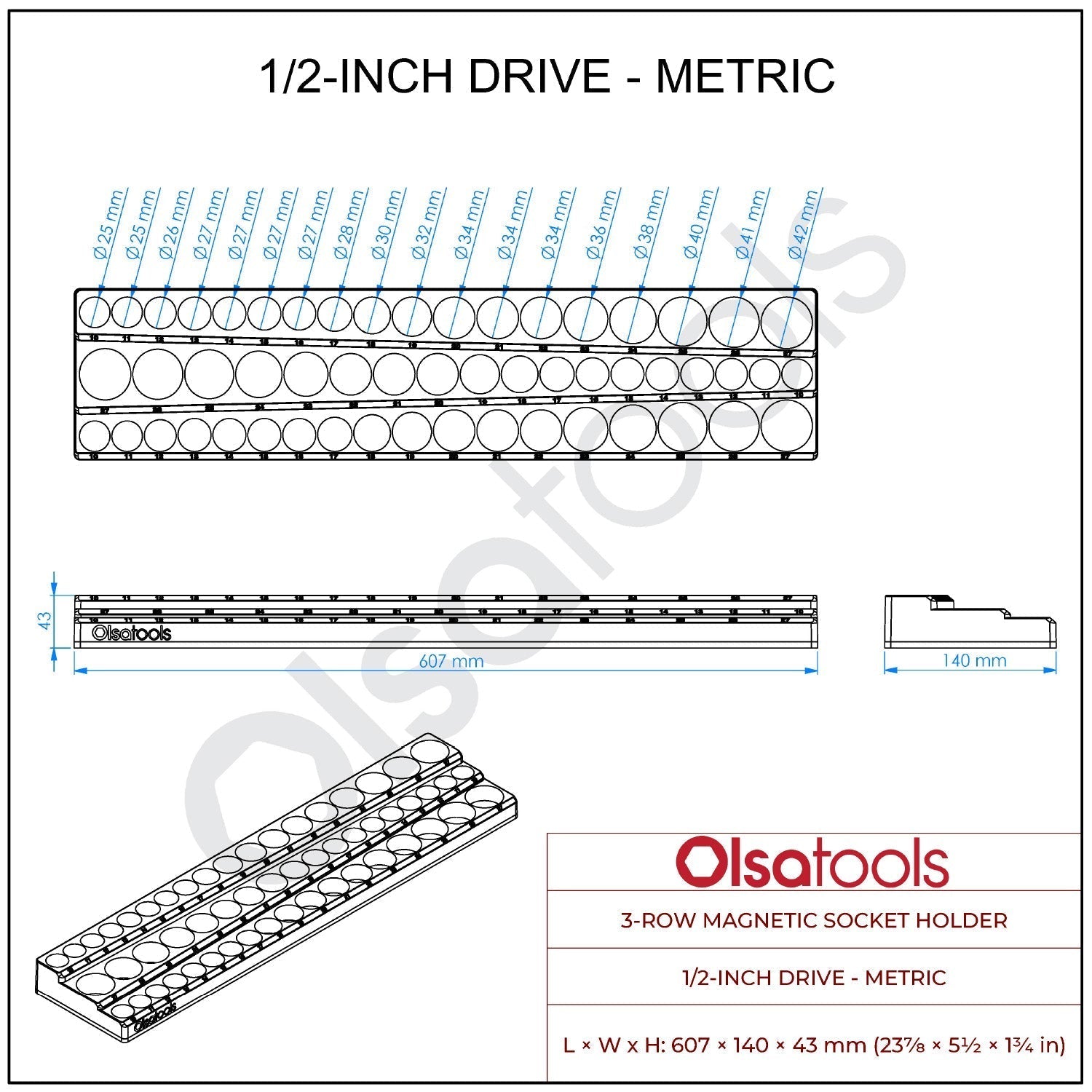 3-Row Magnetic Socket Holder