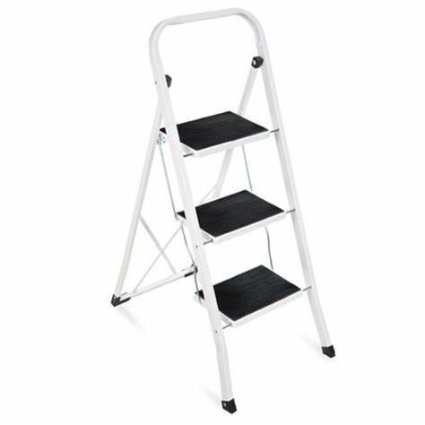 S011845 3-Step Steel Ladder, White - XPart Supply