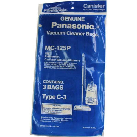 Panasonic Vacuum Bags 3pk Part MC125P - Appliance Genie