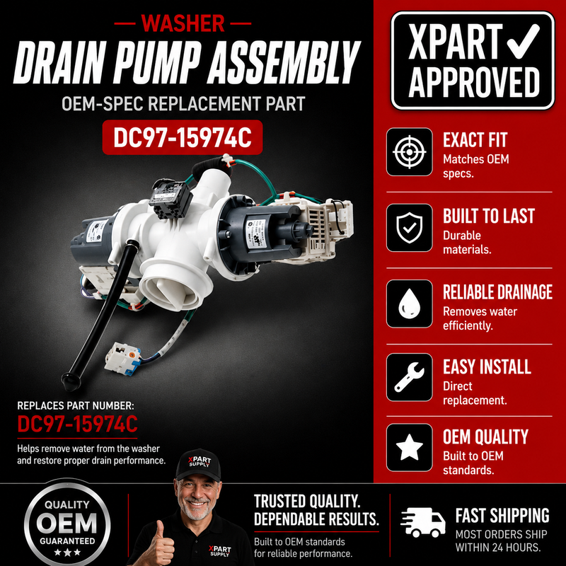 Samsung Washer Drain Pump and Motor Assembly DC97-15974C — Fixes Standing Water / Restores Drainage