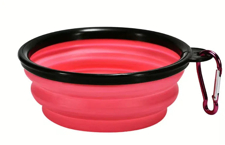 Portable Silicone Pet Bowl with Carabiner Clip, Collapsible, 350 ml