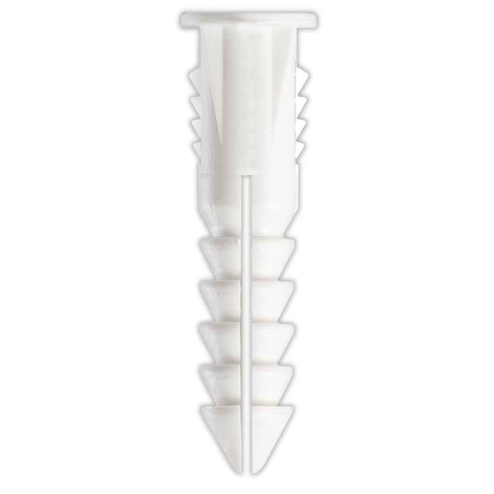 $6-8x1-1/4" Plastic Screw Anchor w/ Screws, White (10 Pack)