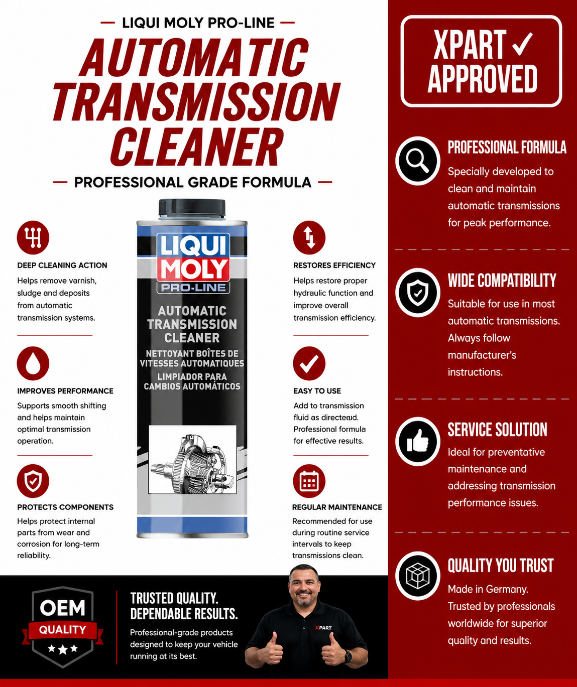 LIQUI MOLY Transmission Cleaner LM20224 — 1L ATF Flush, Restores Smooth Shifting & Clears Deposits