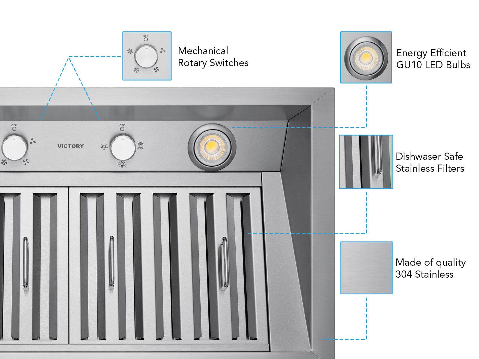 42 Inch 700 CFM Range Hood Insert - VICTORY Q2