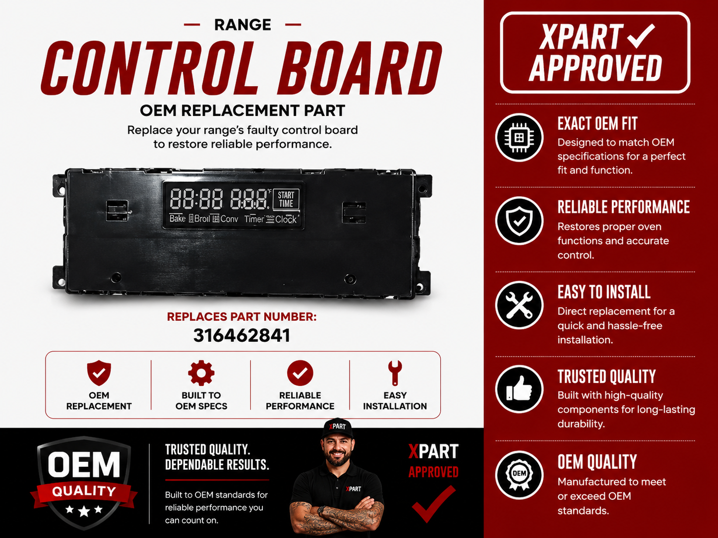 Frigidaire Range Control Board 316462841 — Fix Oven That Won't Heat, Display Errors, or Unresponsive Controls