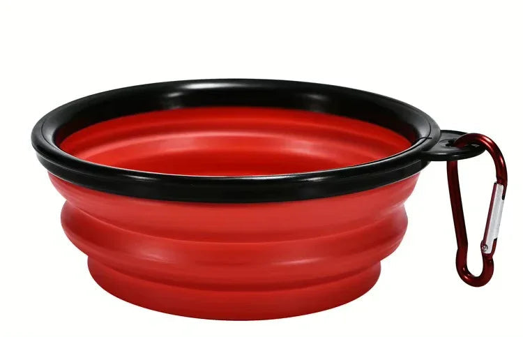 Portable Silicone Pet Bowl with Carabiner Clip, Collapsible, 350 ml