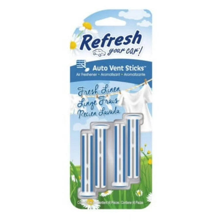 Car Single Scent Vent Sticks, Fresh Linen, 4/Pack - XPart Supply