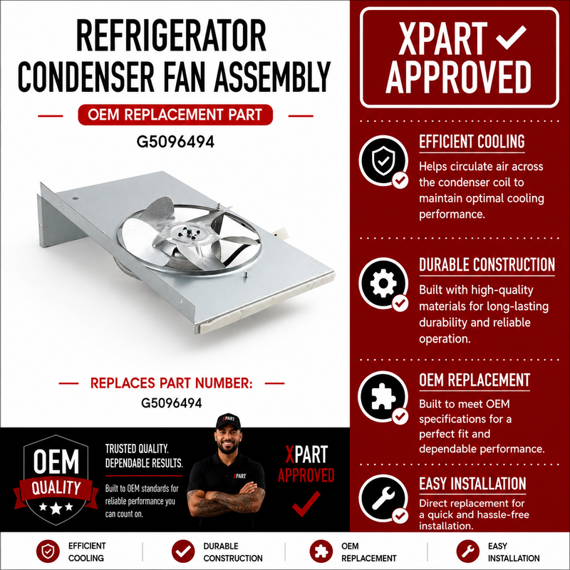 Refrigerator Condenser Fan Assembly G5096494 — Stop Overheating & Restore Cooling