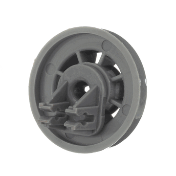 Lower dishrack roller with mounting clip