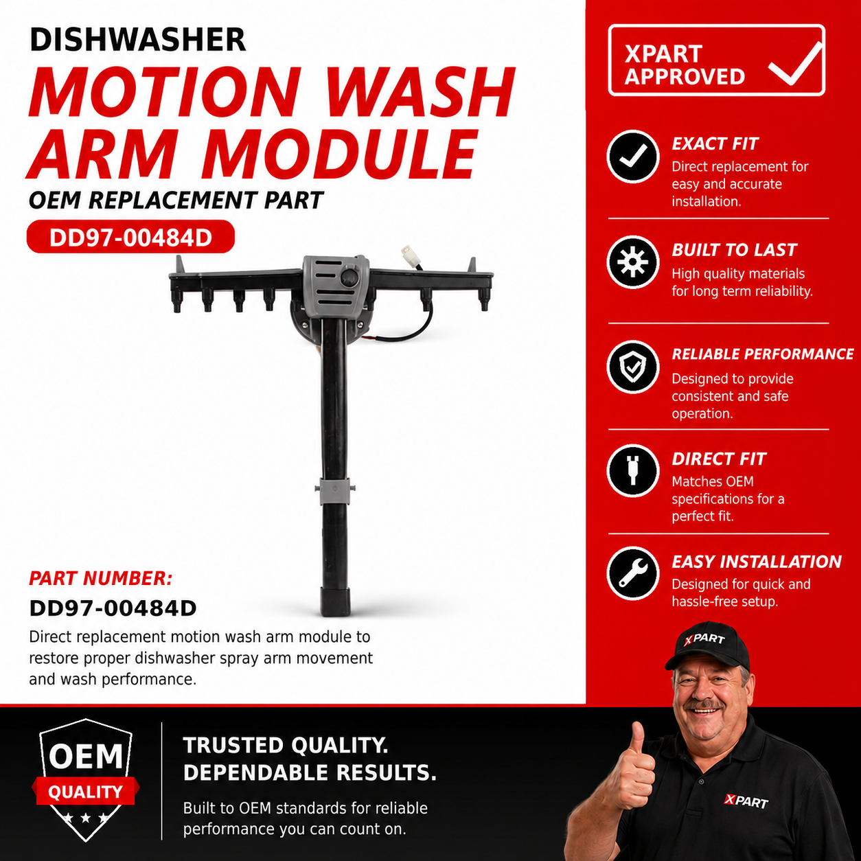 Samsung Dishwasher Motion Wash Arm Module DD97-00484D — Fix Uneven Cleaning & Poor Wash Coverage
