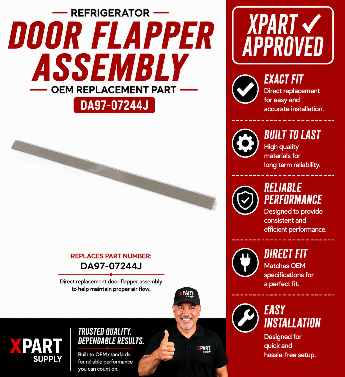 Samsung Door Flapper Assembly DA97-07244J — Stops Warm Air Leaks & Restores Cooling