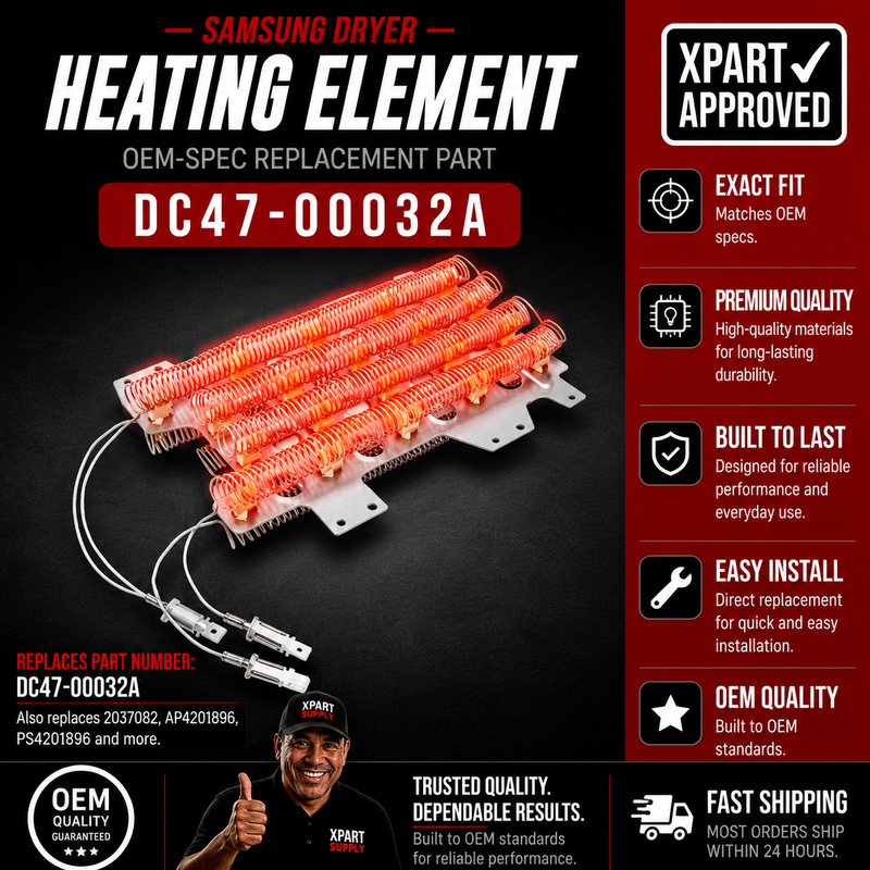 Samsung Dryer Heating Element DC47-00032A, Replaces DC93-00154A, DC97-14486E, XP93-00154A