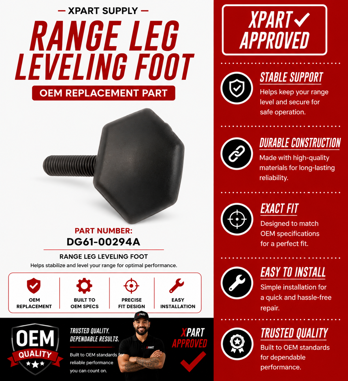 Samsung Leveling Leg DG61-00294A — Fixes Wobbly or Uneven Range