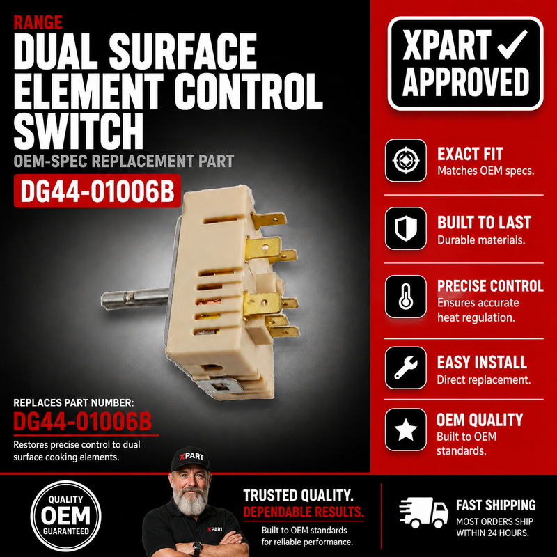 Samsung Range Dual Surface Element Control Switch DG44-01006B — Fixes Burner That Won't Heat or Turn Off