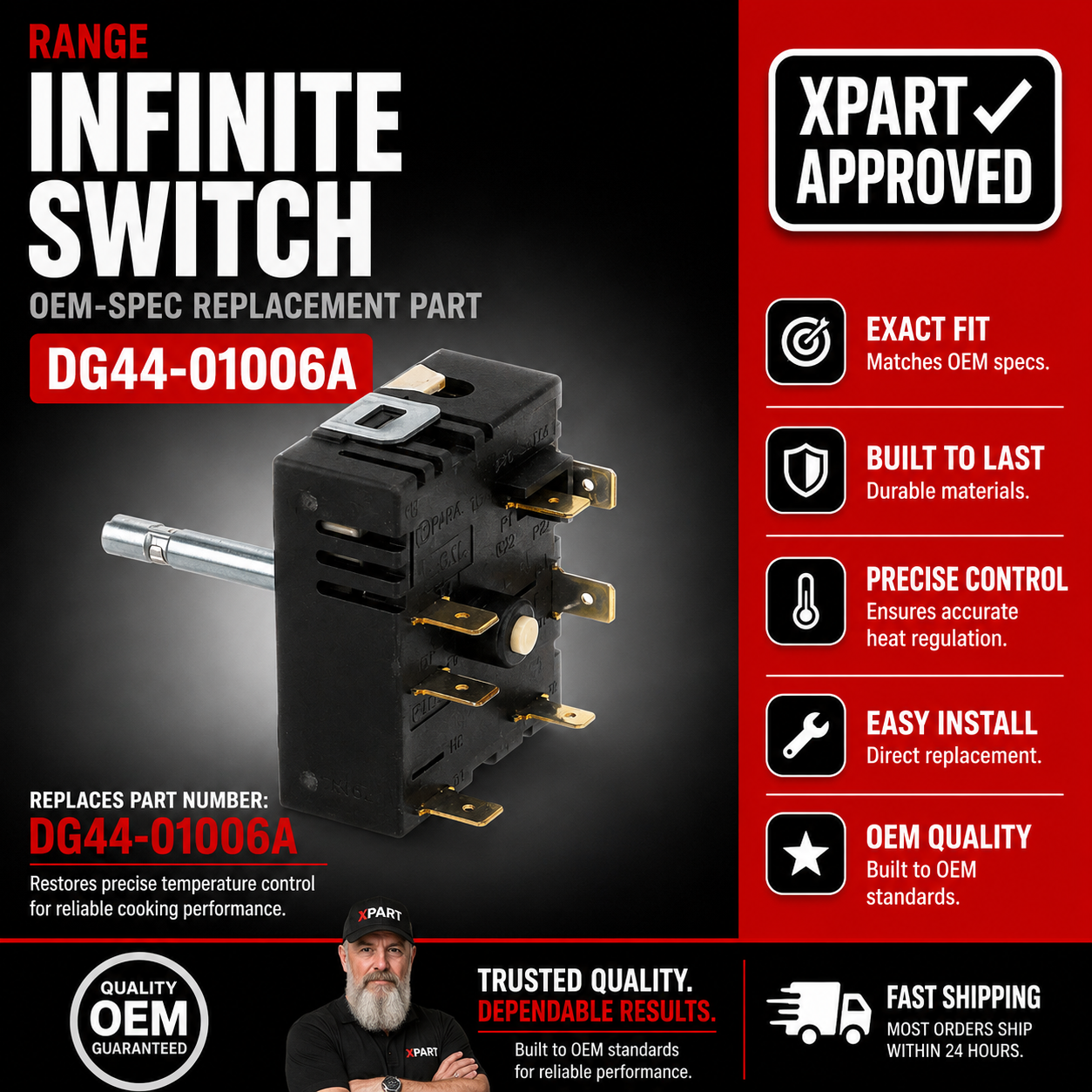 Samsung Range Infinite Switch DG44-01006A — Fix a Burner That Won't Heat or Has No Temperature Control