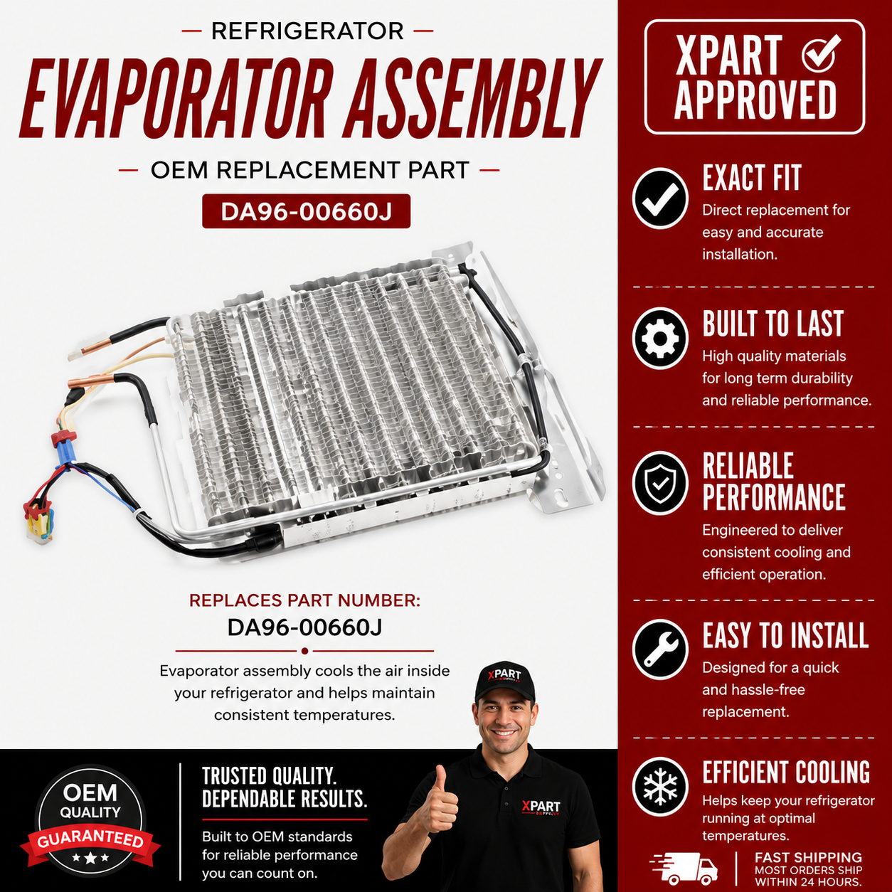 Samsung Refrigerator Evaporator Assembly DA96-00660J — Fix a Fridge That Won't Cool or Has Frost Buildup