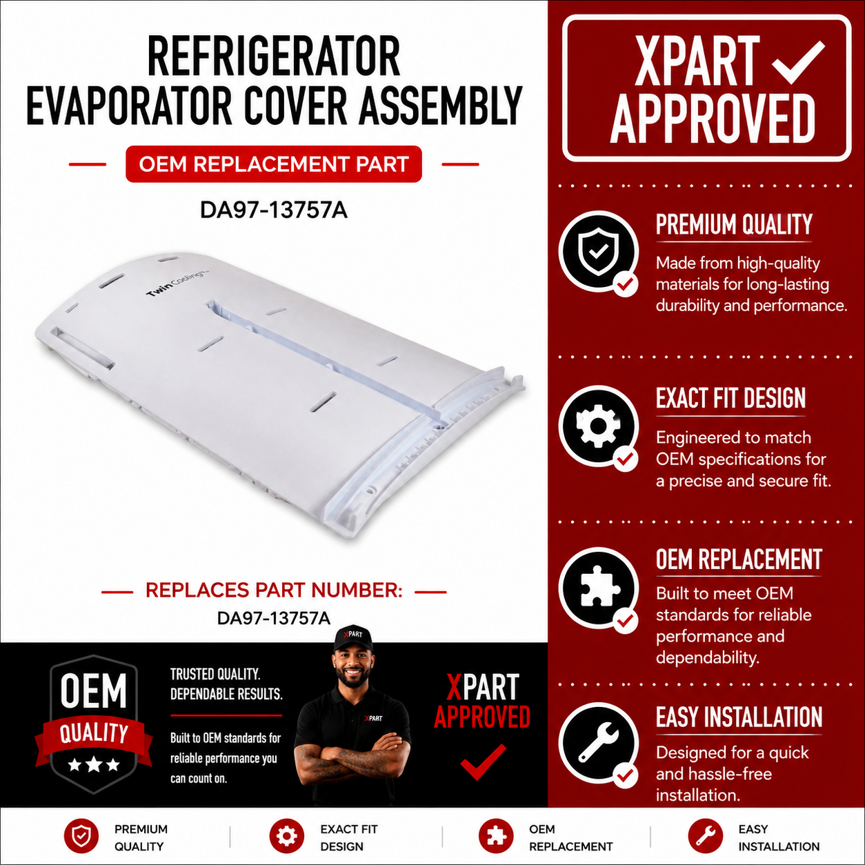 Samsung Refrigerator Evaporator Cover DA97-13757A — Fix Frost Buildup & Warm Fridge