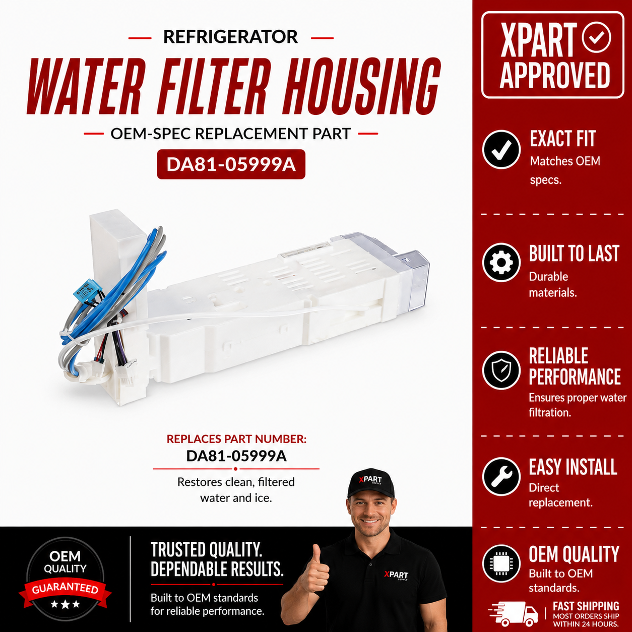 Samsung Refrigerator Water Filter Housing DA81-05999A — Fix Leaking or Missing Filter Housing