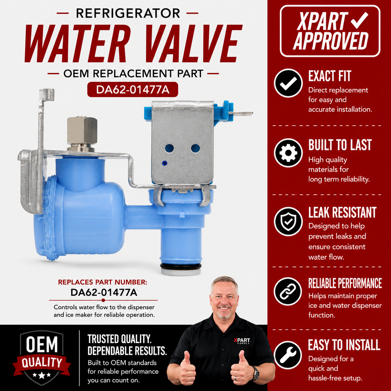 Samsung Refrigerator Water Inlet Valve DA62-01477A — Fix No Water, No Ice & Leaking Valve