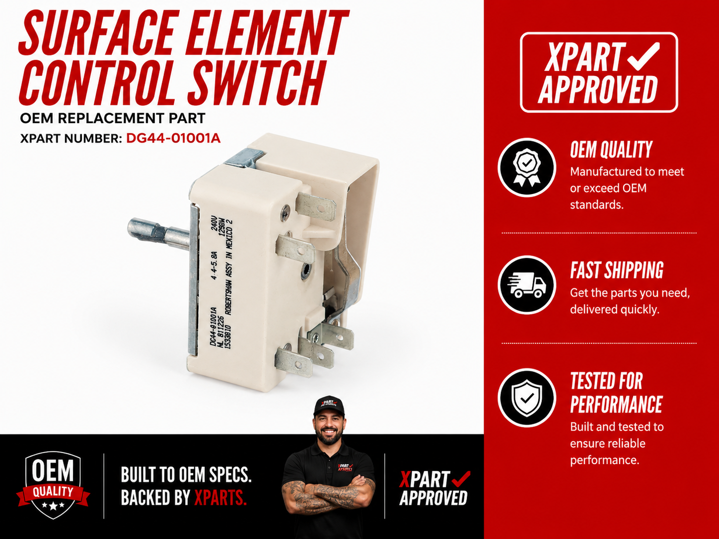 Samsung Surface Element Control Switch DG44-01001A — Fix Unresponsive or Erratic Burners