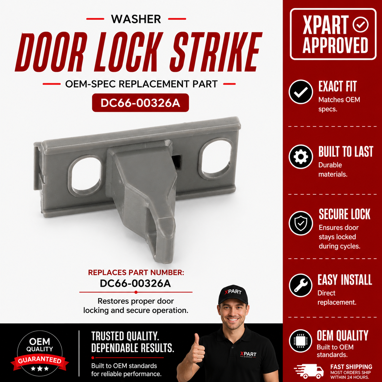 Samsung Washer Door Lock Strike DC66-00326A — Door Won't Lock or Start