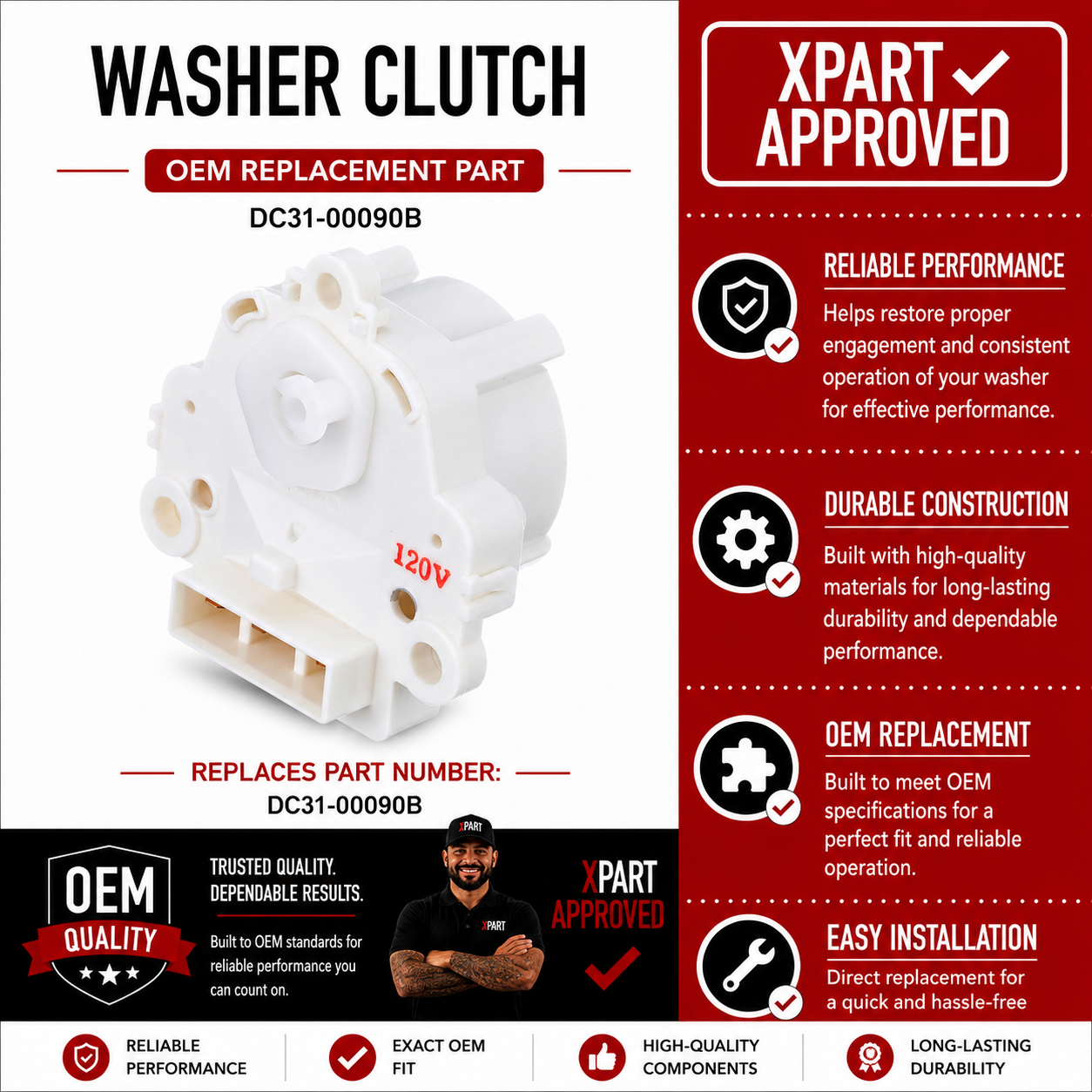 Samsung Washer Drain Clutch DC31-00090B — Fix Spin & Drain Failures