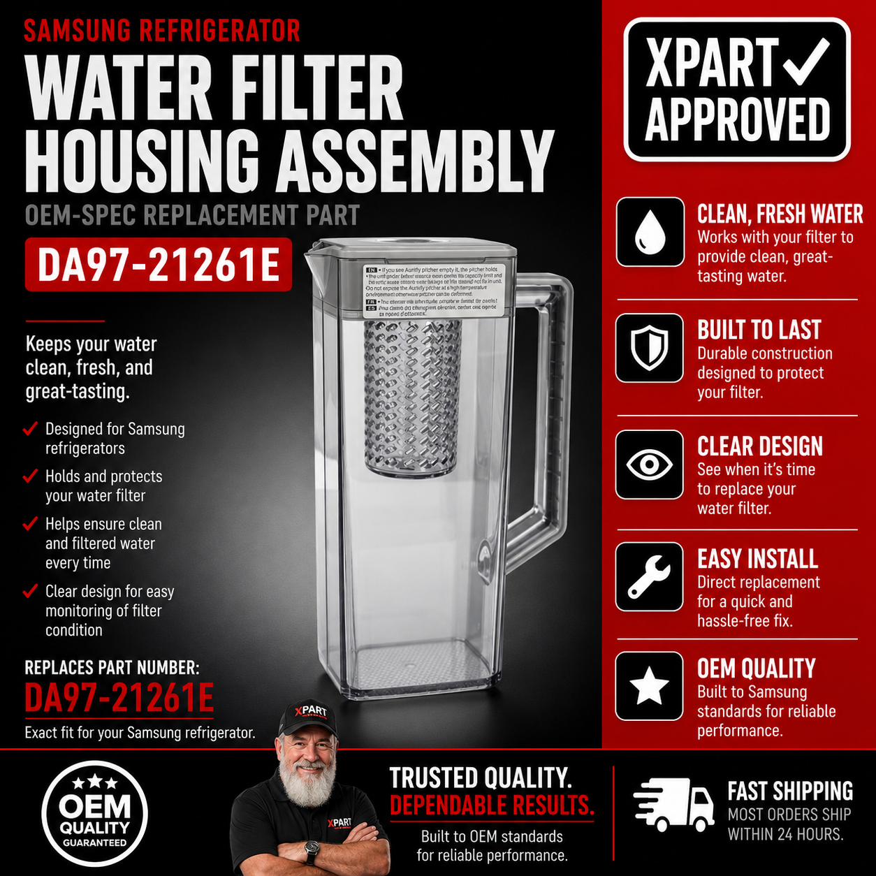 Samsung Water Filter Case Assembly DA97-21261E — Fix Leaking or Unseated Water Filter